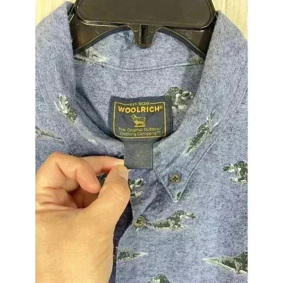 Woolrich Button Shirt Mens XL Blue Bird Dog Hunting Labrador Retriever Outdoor - Picture 4 of 9